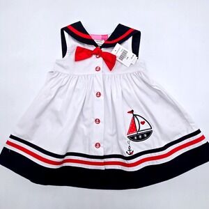 Goodlad Sailor Dress Nautical Boat Anchor Red Bow 18 Months NWT